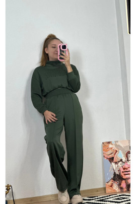 Crop Eşofman Takım Haki