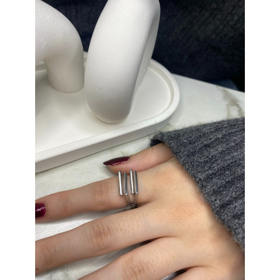 Silver modern ayarlanabilir çelik yüzük