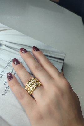 Gold büyük model ayarlanabilir çelik yüzük
