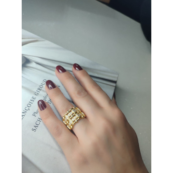 Gold büyük model ayarlanabilir çelik yüzük