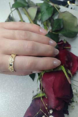 Yonca model gold çelik yüzük