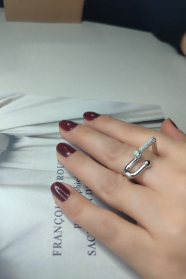 Kilit model silver ayarlanabilir çelik yüzük