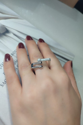 Kilit model silver ayarlanabilir çelik yüzük