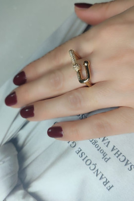 Kilit model gold ayarlanabilir çelik yüzük