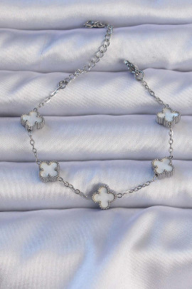 Baby Yonca Bileklik | Sedef Detaylı – 316L Çelik Silver