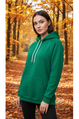 Üç İplik Şardonlu hoodie Sweatshirt  yeşill