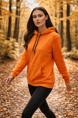 Üç İplik Şardonlu hoodie Sweatshirt  turuncu