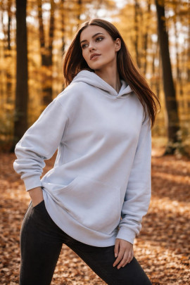 Üç İplik Şardonlu Hoodie Sweatshirt Açık mavi