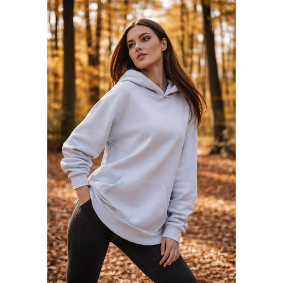 Üç İplik Şardonlu Hoodie Sweatshirt Unisex  mavi