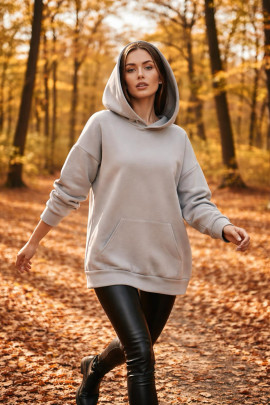 Üç İplik Şardonlu hoodie Sweatshirt  Açık Gri
