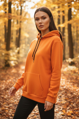 Üç İplik Şardonlu hoodie Sweatshirt  turuncu