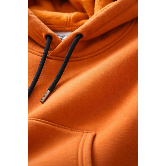 Üç İplik Şardonlu hoodie Sweatshirt  turuncu