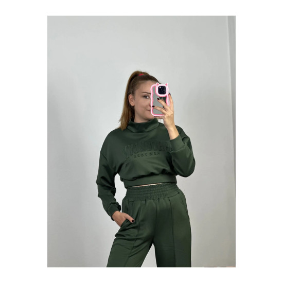 Crop Eşofman Takım Haki