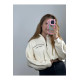 Dik Yaka Fermuarlı Crop Sweat