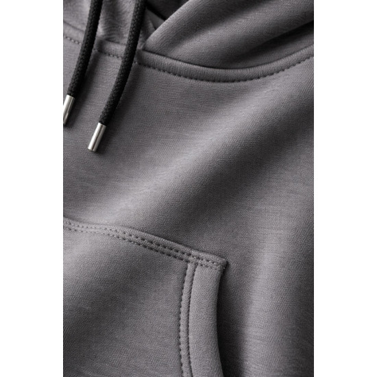 Üç İplik Şardonlu Hoodie  Sweatshirt Gri